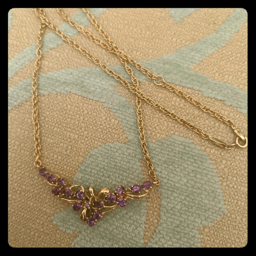New Amethyst necklace set in gold bonding